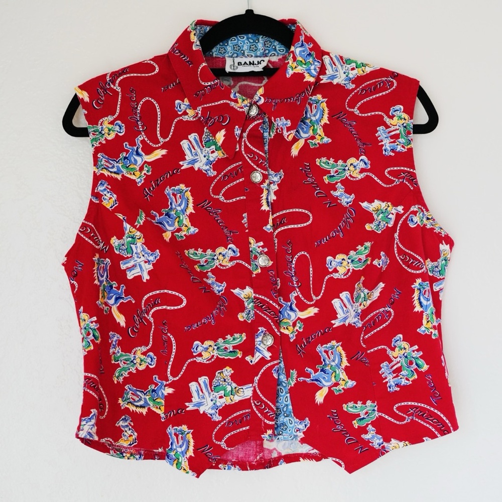 Vintage Red Cowgirl BANJO Blouse